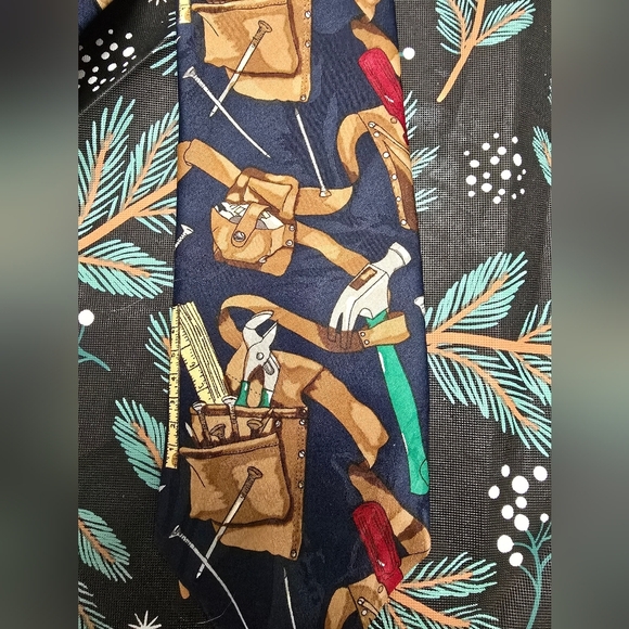 Vtg 90s Home Improvement Neck Tie Tool Time DIY Carpenter Handyman Hammer Nails - Picture 2 of 6